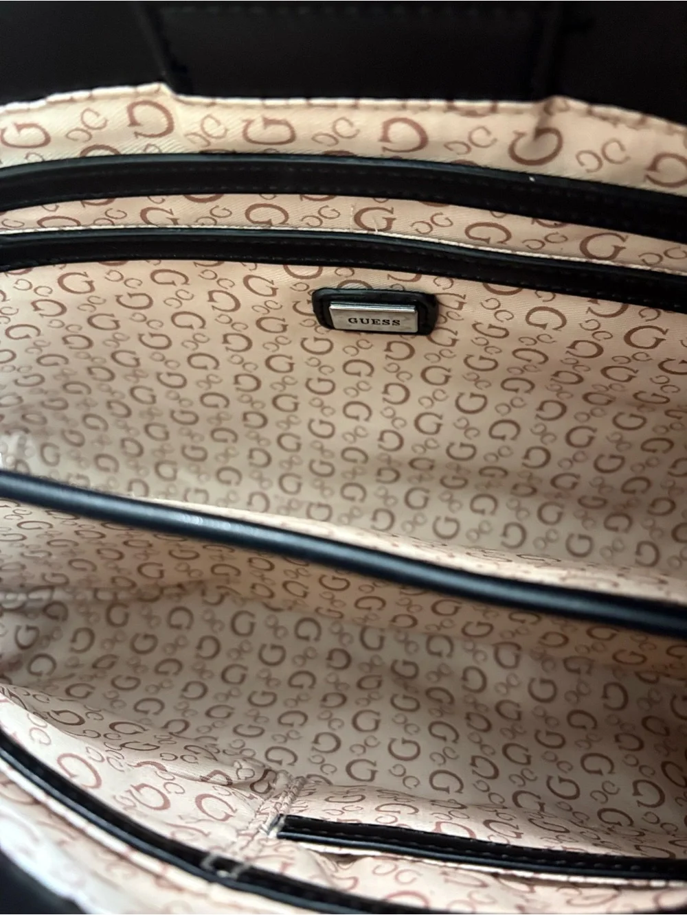 GUESS Los Angeles Black Monogram “G” Satchel Crossbody Bag Top Handle